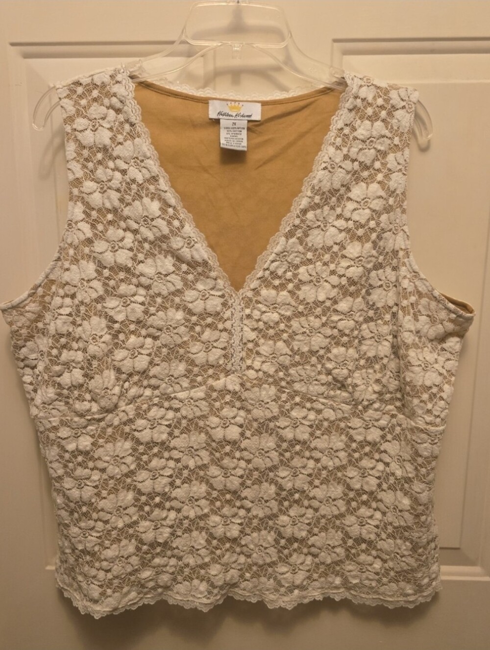 Kathleen Kirkwood Floral Lace Overlay Tank Top
Size 2X